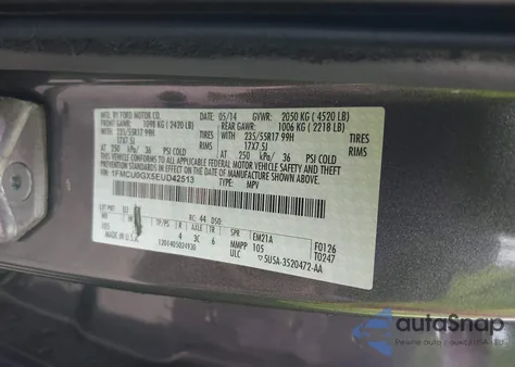 2014 Ford Escape Se z USA, uszkodzony, nr VIN 1FMCU0GX5EUD42513